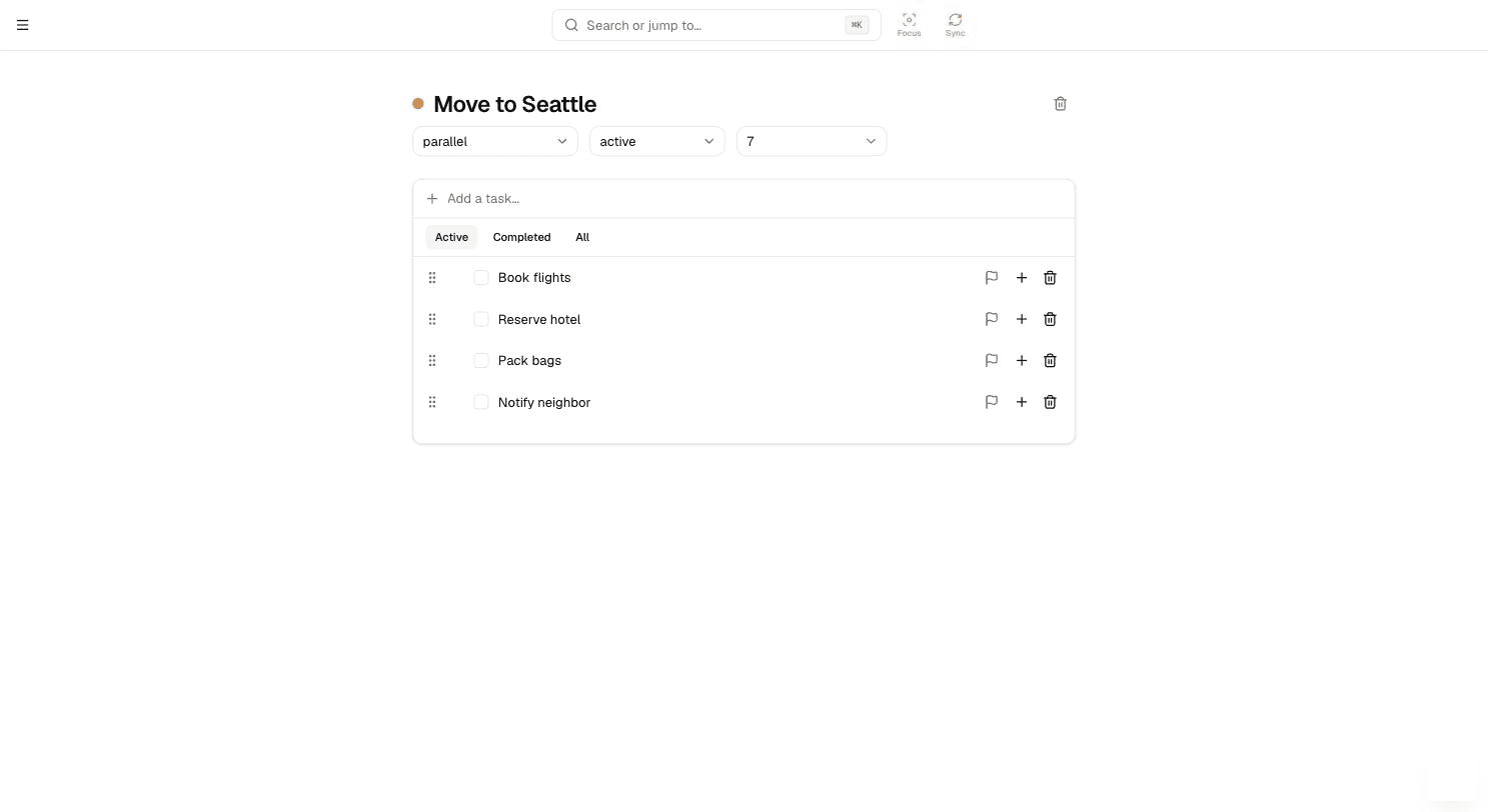 A parallel project with every task available at once
